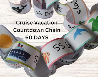 Family Cruise Vacation Countdown, Cruise Countdown for Kids, Printable Paper Chain, Rainbow Countdown Chain