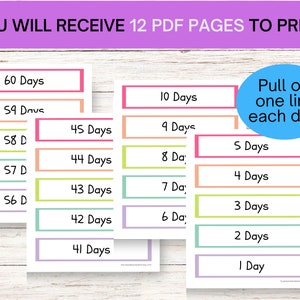 60 Day Printable Countdown, Countdown for Kids, Printable Paper Chain ...
