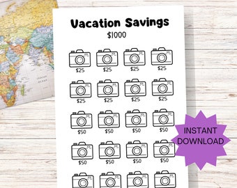 Vacation Savings Challenge, Money Saving Tracker, Vacation Savings Envelope