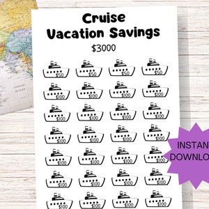 Cruise Vacation Savings Tracker, Money Challenge, 3k Savings Challenge