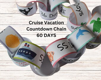 Family Cruise Vacation Countdown, Cruise Countdown for Kids, Printable Paper Chain, Rainbow Countdown Chain