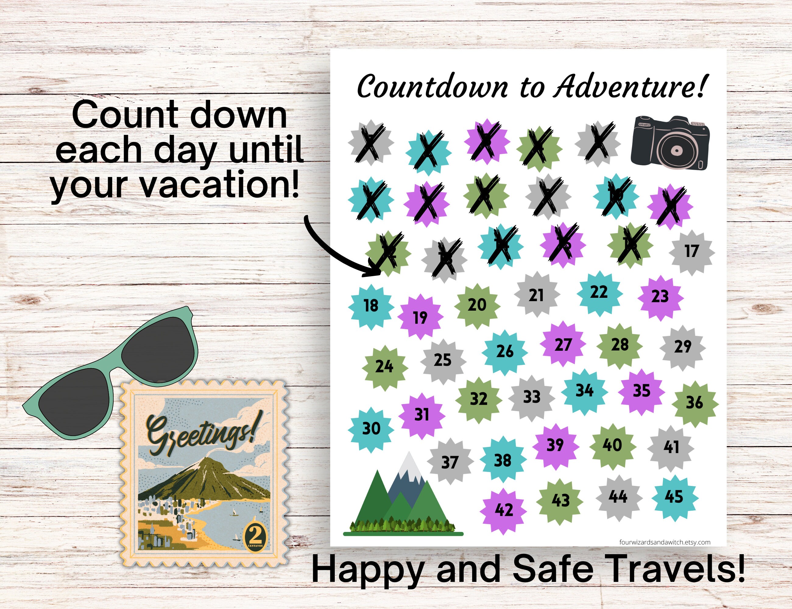 Adventure Countdown Calendar, Family Vacation Countdown, Surprise ...