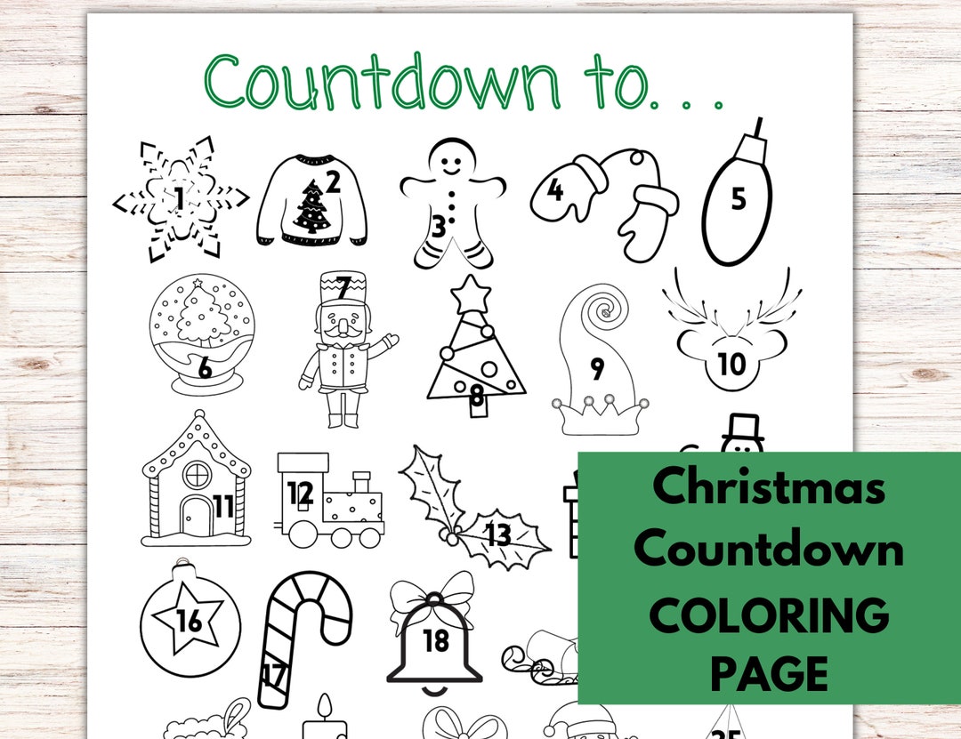 Christmas Countdown Advent Coloring Pages, Twentyfive Days Until