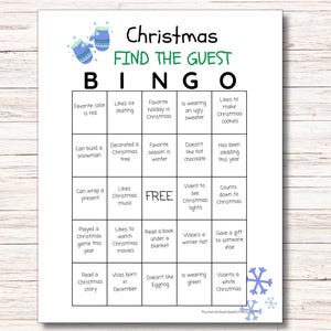 Christmas Find the Guest BINGO, Christmas Party Game, Holiday Party Games, Mix and Mingle BINGO, Christmas Office Games, Sleepover Games