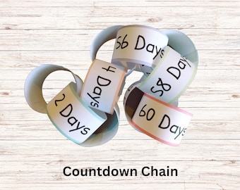60 Day Printable Countdown, Countdown for Kids, Printable Paper Chain, Rainbow Countdown Chain