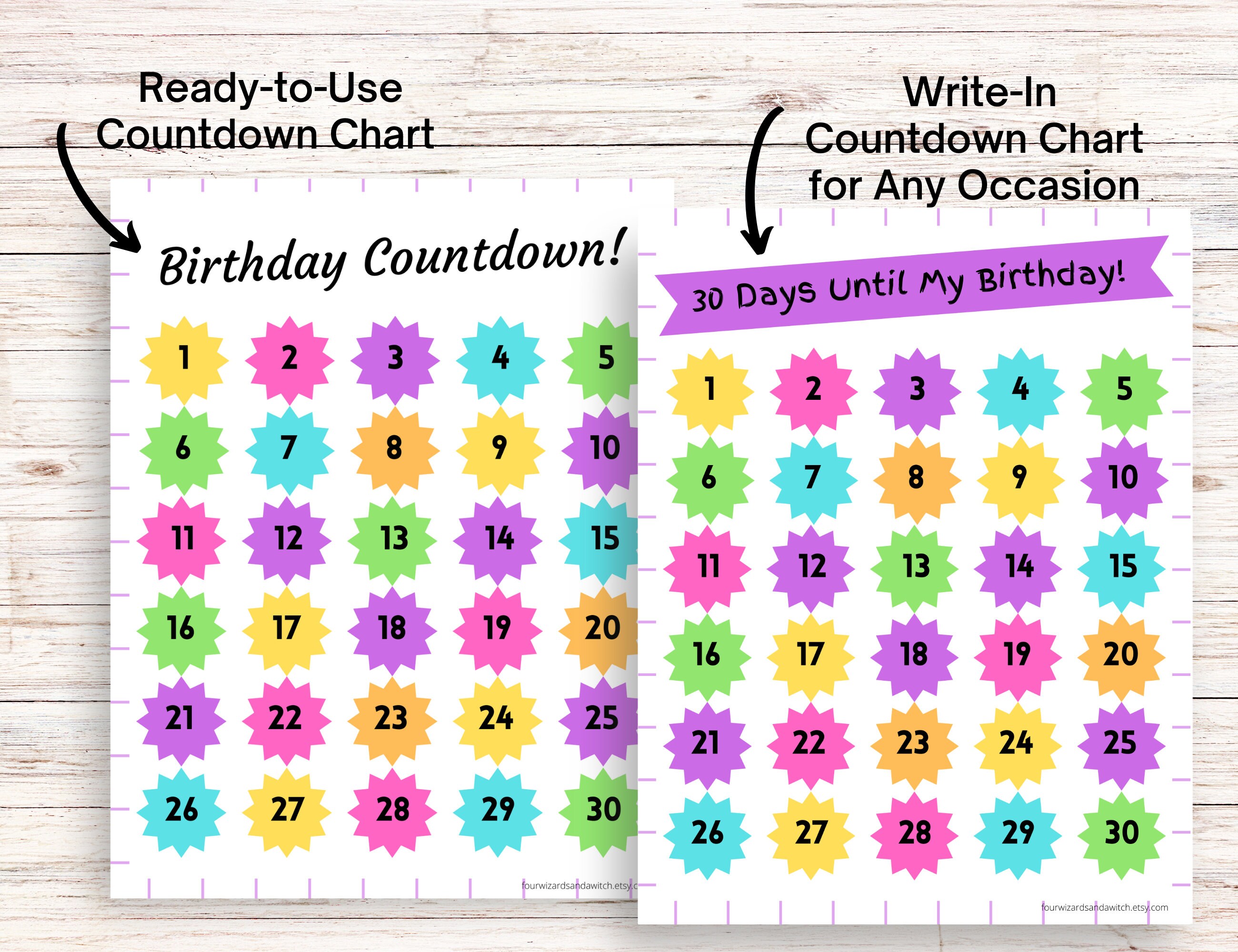 Birthday Countdown Calendar, Countdown Calendar for Kids, 150 Day ...