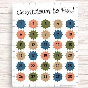 Countdown Calendar, Countdown Calendar for Kids, 120 Day Countdown Printable, One Year Countdown