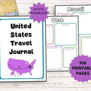 United States Travel Journal, Bullet Travel Journal, Kids Travel Journal, Road Trip Journal