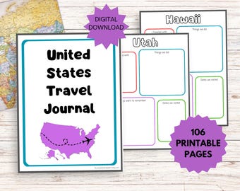 Diario de viaje de Estados Unidos, Bullet Travel Journal, Diario de viaje para niños, Diario de viaje por carretera