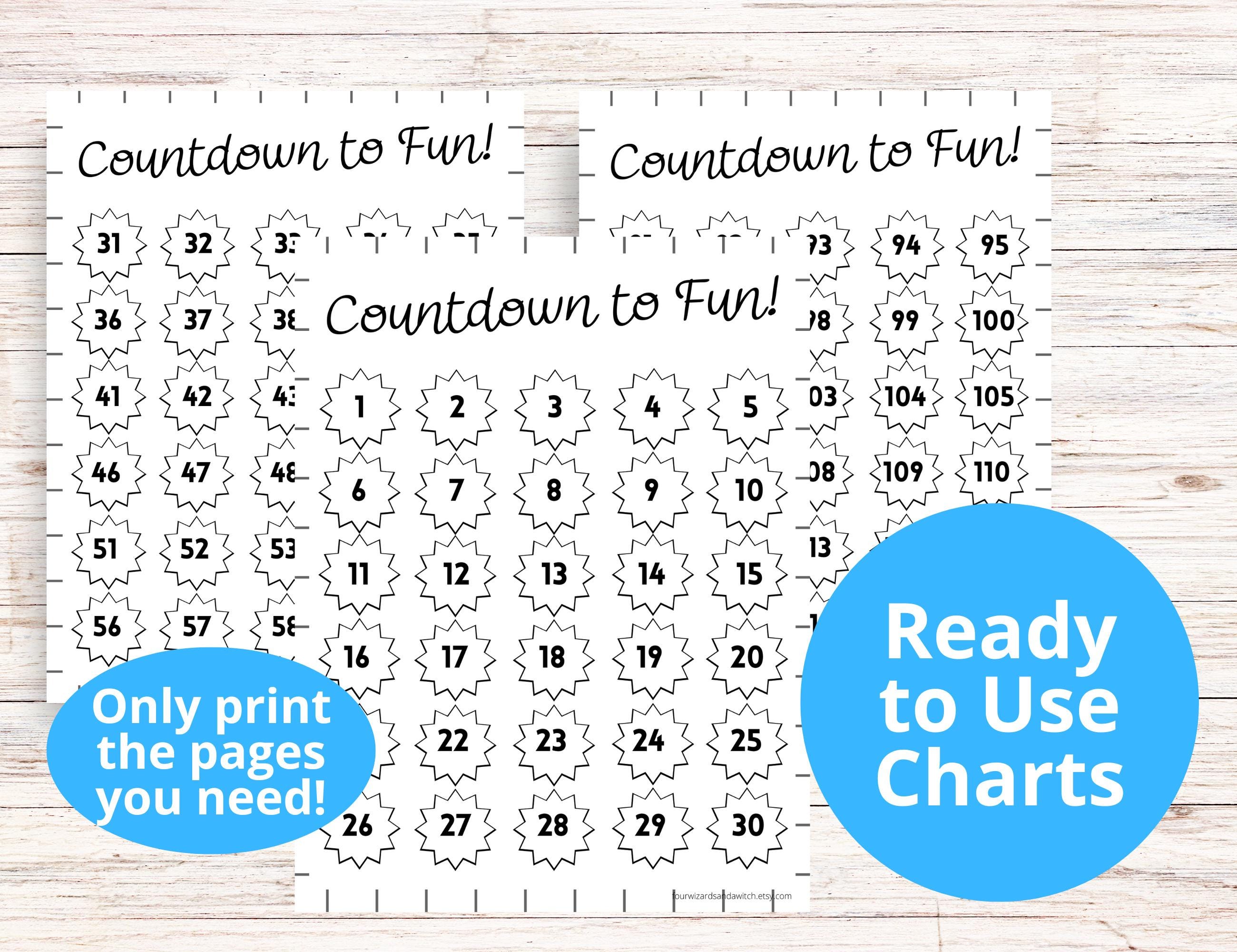Send Countdown Chart Countdown Calendar, Coloring Countdown Calendar for Kids, 150 Day ...