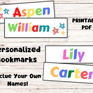 Personalized Printable Bookmarks, Custom Name Bookmark, Book Club Gifts