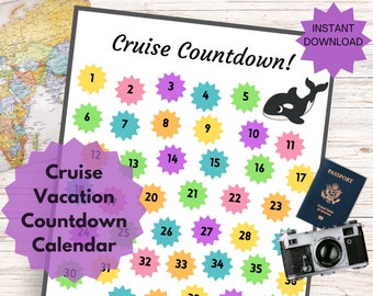 Cruise Vacation Countdown Calendar, Printable Travel Countdown, Countdown for Any Cruise Destination