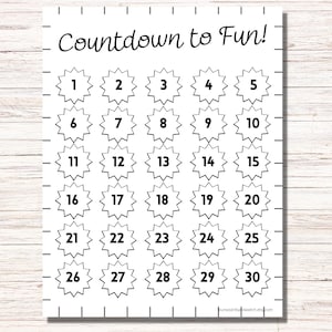 Countdown-Kalender, 150-Tage-Countdown zum Bedrucken, 365-Tage-Countdown, Urlaubs-Countdown für Kinder