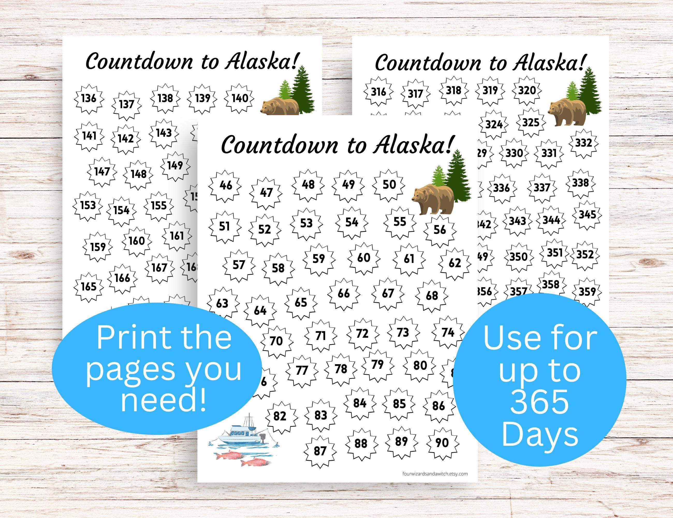 Alaska Countdown Calendar, Coloring Countdown Calendar for Kids, Alaska ...