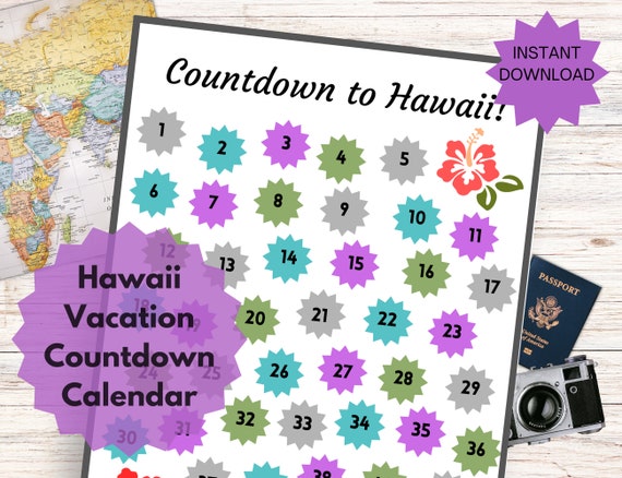 Countdown to Hawaii, Surprise Family Trip, Family Advent Calendar - Etsy