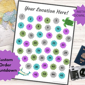 Custom Vacation Countdown Calendar, Choose Your Vacation Destination