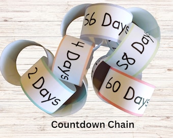 60 Day Printable Countdown, Countdown for Kids, Printable Paper Chain, Rainbow Countdown Chain