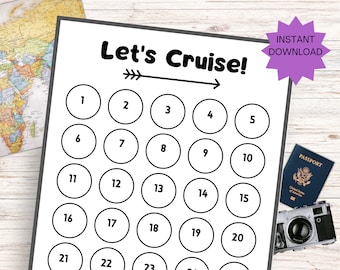 Cruise Vacation Countdown Calendar, Printable Travel Countdown, Family Cruise