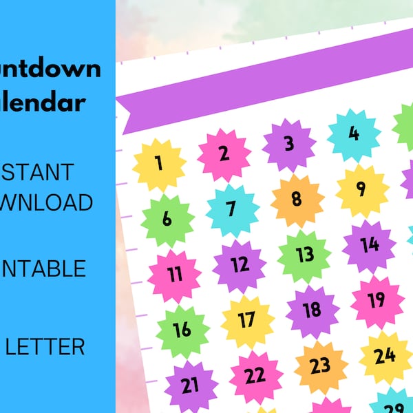 Birthday Countdown Calendar for Kids (You'll Love) Etsy