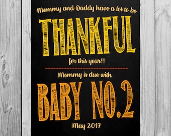 Thanksgiving Themed Pregnancy Announcement Chalkboard Photo Prop for Big Brother or Big Sister | *DIGITAL FILE* | by MMasonDesigns