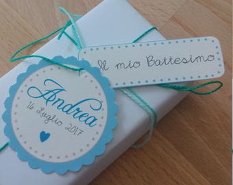 Kit 10 Tags - Bomboniera Battesimo, Comunione, Cresima  - "NOME"