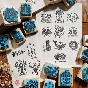 ダイバーズ タンポン Ex Libris、gravés à la main et montés sur bois、vendus à l'unité