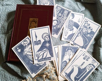 Cartes linogravées de Saintes et Saints catholiques, vendues à l'unité