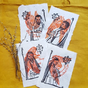 Linografie originali "I quattro evangelisti" su carta Lokta - Prezzo per pezzo