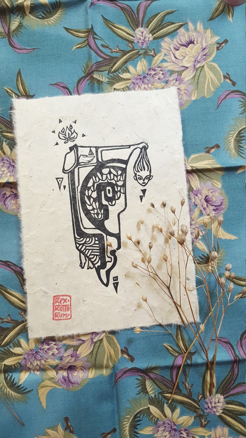 Original linoprints Cephalophores on Lokta paper Prices for each print