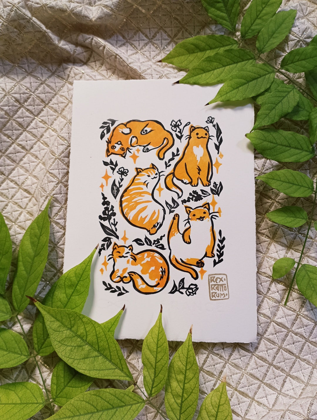 Original Two Colors Linoprint 