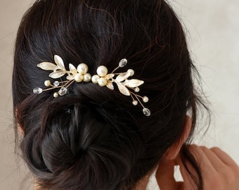 COROLLE - 2 pics à cheveux pour la coiffure de la mariée avec des perles et branchages de style bohème ou Champêtre - bijoux mariage