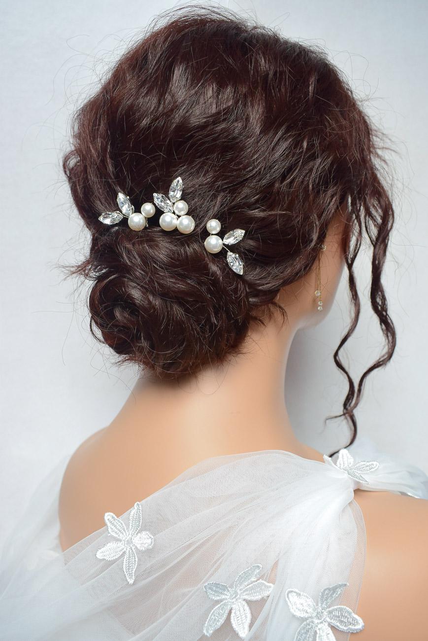 NATY – Ensemble de 3 pics à cheveux élégants pour mariée