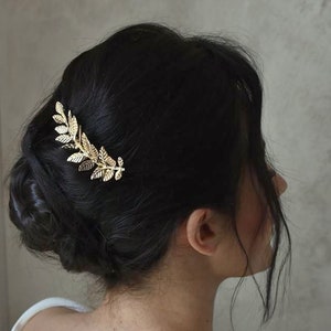 SIAM Peigne à cheveux pour la mariée, feuille doré bohème chic, très sobre bijoux mariage délicats image 1