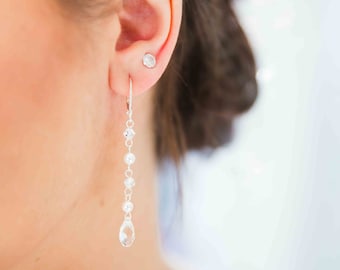 SYRINA - Boucles d'oreilles de mariage pendantes, en perles de cristal - bijoux mariage