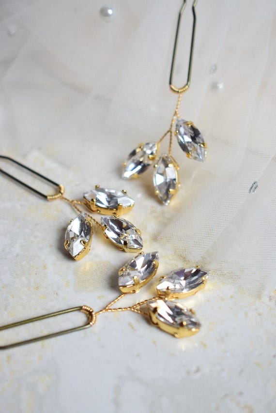STRASS - Set of 3 Hair Pins With Crystal Rhinestones to  display picture 1