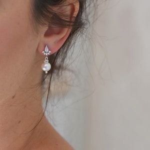 DIVINE - Retro vintage bridal earrings, pearl pearls - wedding jewelry Lola Raspberry