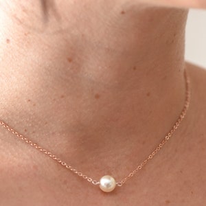 ORPHEE Minimalist wedding back necklace with 2 rose gold chains, swarovski crystal beads, wedding back jewelry image 2