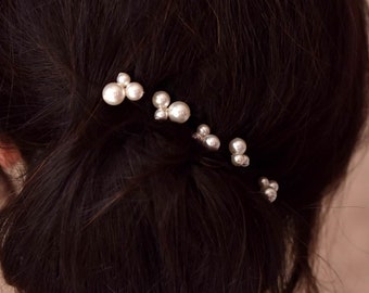 PEARLS NACREES set of 5 wedding hair picks in pearl pearls to dress your bridal bun with class.