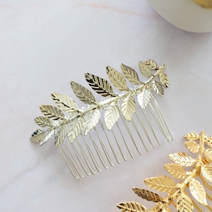 SIAM Peigne à cheveux pour la mariée, feuille doré bohème chic, très sobre bijoux mariage délicats image 7