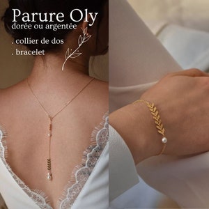 OLY SET - 2 short back necklace jewels + bracelet, boho chic wedding set