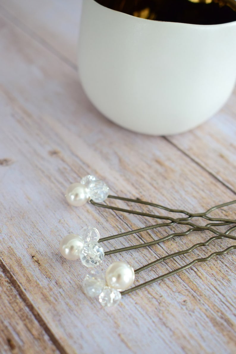 Odyssée, lot de 3 pics à chignon perles cristal