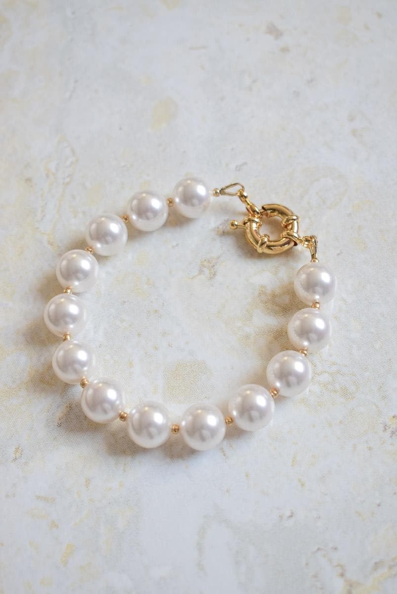 Bracelet de mariée Aura avec perles nacrées et dorées