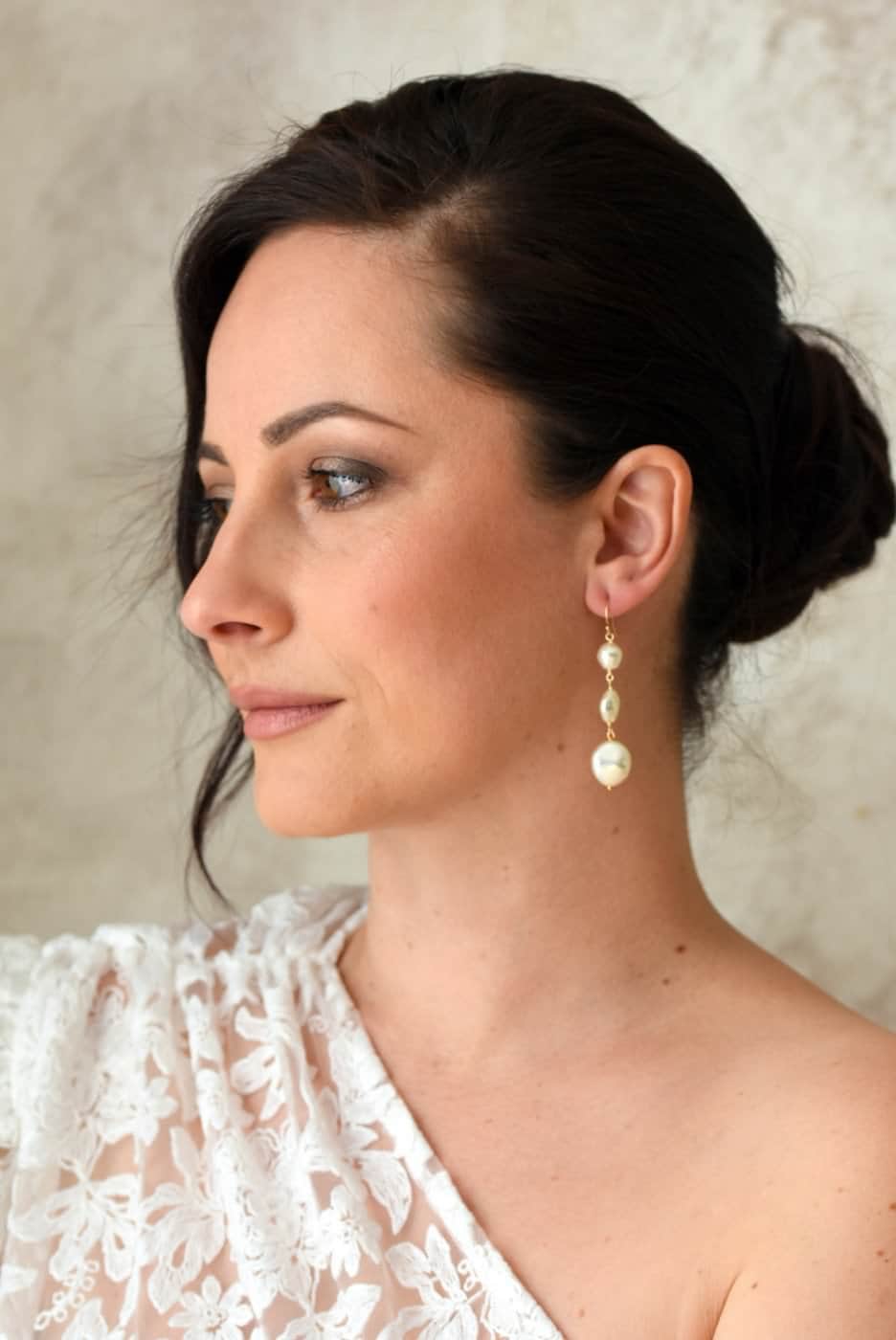 Boucles d’oreilles de mariée pendantes avec cascade de perles