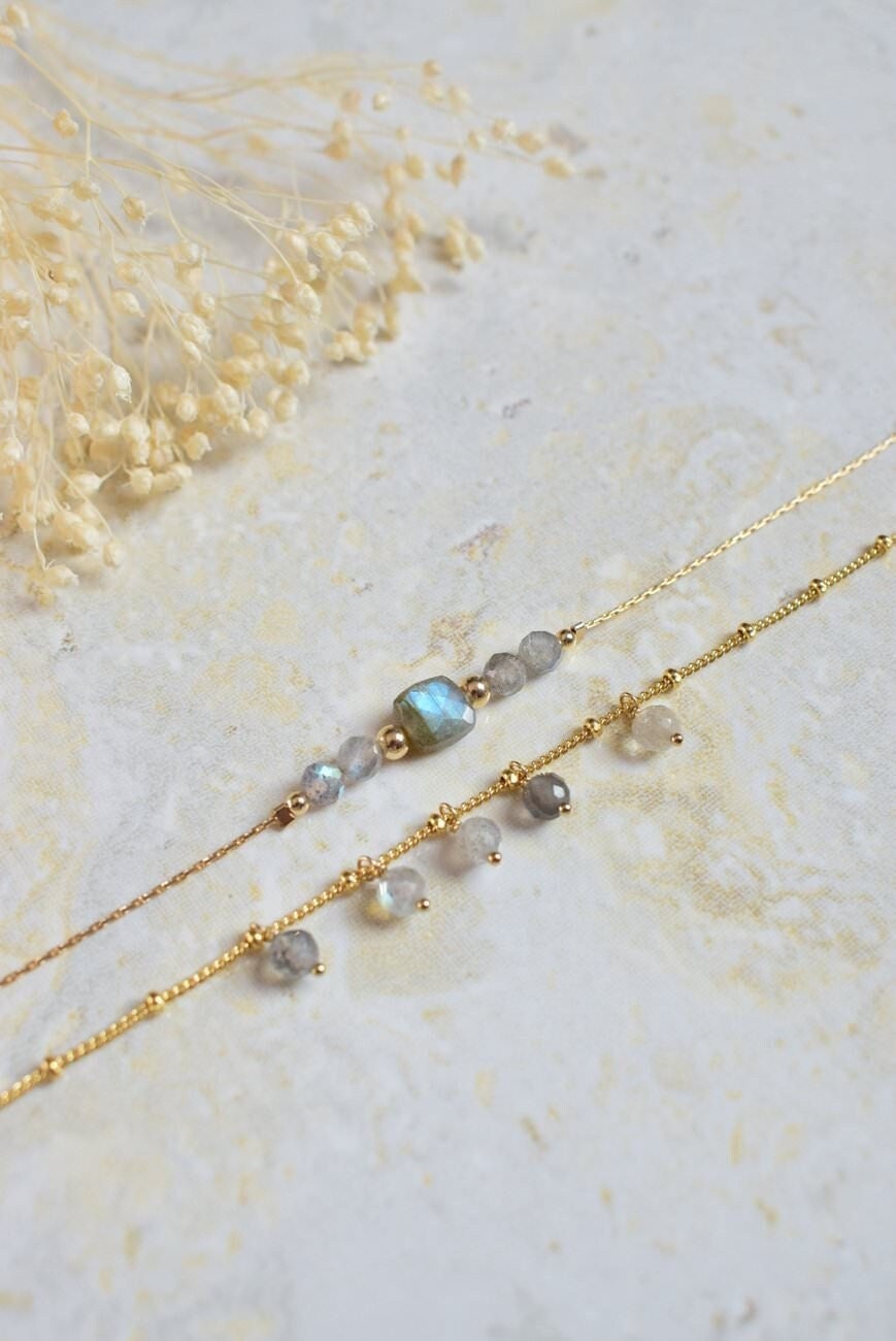 Duo de bracelets en labradorite et gold filled – cadeau femme
