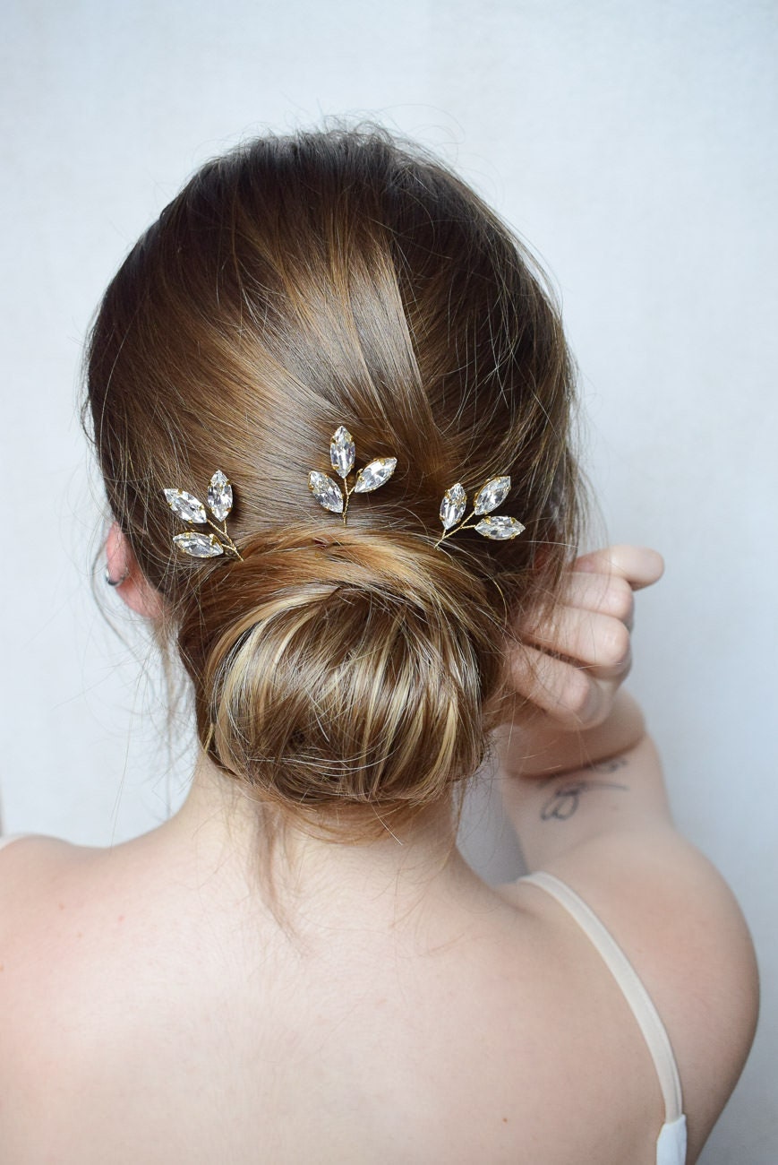 Ensemble de 3 pics à cheveux ornés de strass pour mariée
