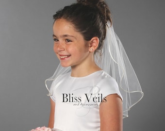 1st Communion Veil with Satin Trim Edge - Fast Shipping!