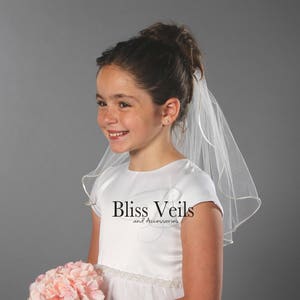1st Communion Veil with Satin Trim Edge - Fast Shipping!