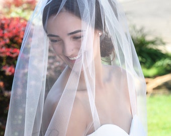 Blusher Veil for Wedding, Short Simple Wedding Veil, Plain Veil, 1 Tier Veil, Ivory Veil, Add to Any Veil!