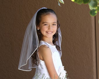 Pearl and Crystal Beaded Communion Veil - Fast Shipping!