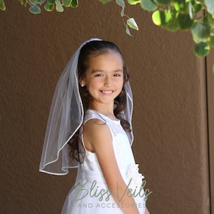 Pearl and Crystal Beaded Communion Veil - Fast Shipping!